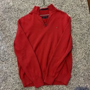 Red tommy hilfiger quarter zip